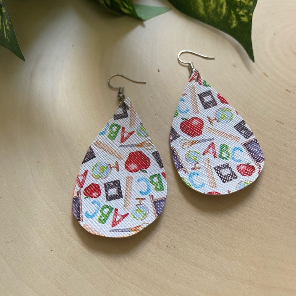 Teacher Themed Colorful Teardrop Dangle Earrings Teacher Appreciation Gift